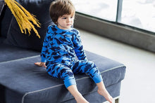 Load image into Gallery viewer, Blue and Light Grey Dinosaur Pajamas 2-Pack
